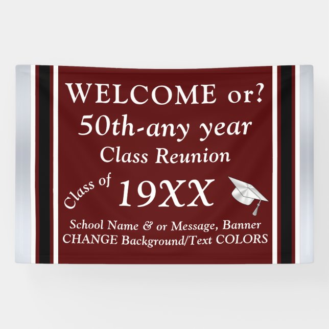 High School Reunion Banners, Fully CUSTOMIZABLE, Banner (Horizontal)