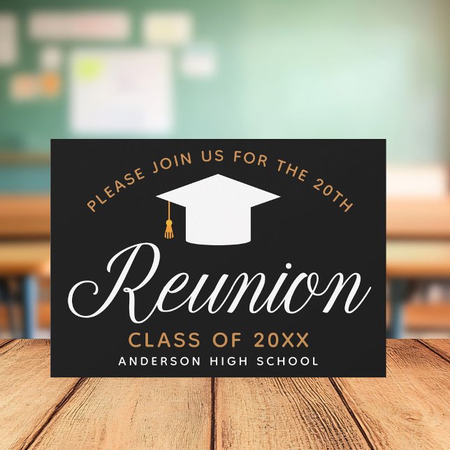 High School Reunion Chic Gold Black Custom Party Invitation (Creator Uploaded)