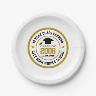 High School Reunion Class Of Graduation Year Paper Plate
