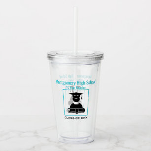 High School Reunion Custom Black Baby Blue Acrylic Tumbler