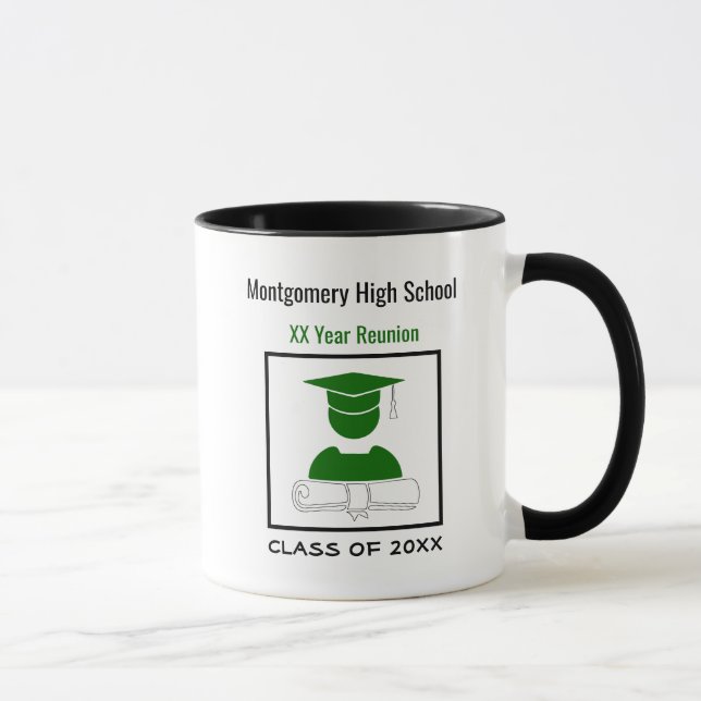 High School Reunion Custom Green and White Mug (Right)