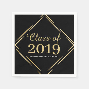 High School Reunion Gold/Black Class of 2019 Napkin