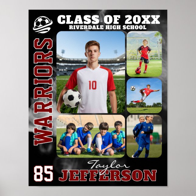 High School Soccer Team Sports Photo Collage Poster (Front)
