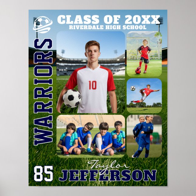 High School Soccer Team Sports Photo Collage Poster (Front)