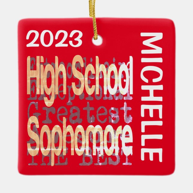 High School Sophomore Extraordinaire CUSTOM Ceramic Ornament (Front)