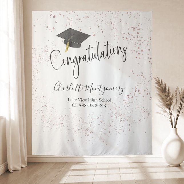 High School Splash Glitter Grad Party Backdrop Tapestry (Creator Uploaded)