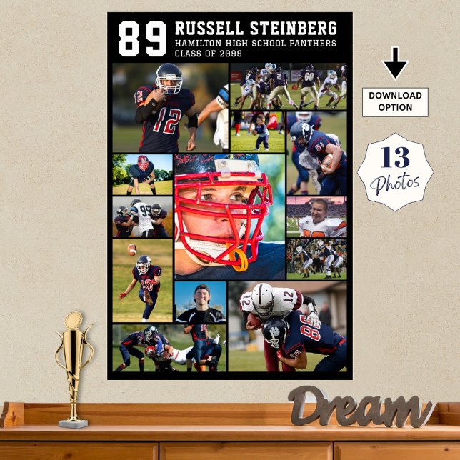 High School Sports Senior 13 Photo Collage Grad Poster (Creator Uploaded)