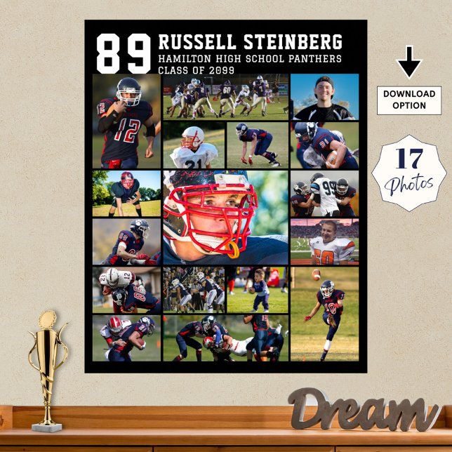 High School Sports Senior 17 Photo Collage Grad Poster (Creator Uploaded)
