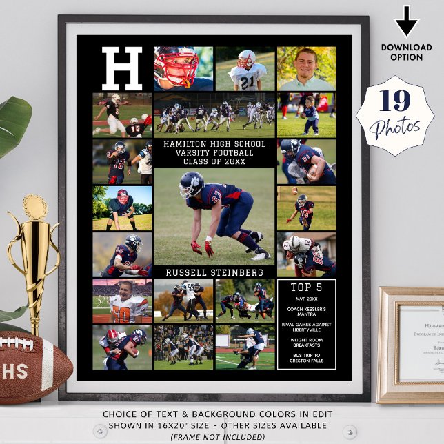 High School Sports Senior 19 Photo Collage Poster (Creator Uploaded)