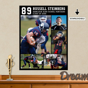 High School Sports Senior 5 Photo Collage Grad Poster