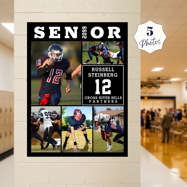 High School Sports Senior 5 Photo Collage Poster (Creator Uploaded)