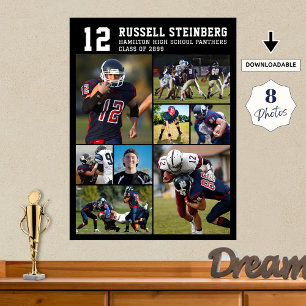 High School Sports Senior Night 8 Photo Collage Poster