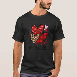 High School Teacher Buffalo Plaid Leopard Valentin T-Shirt