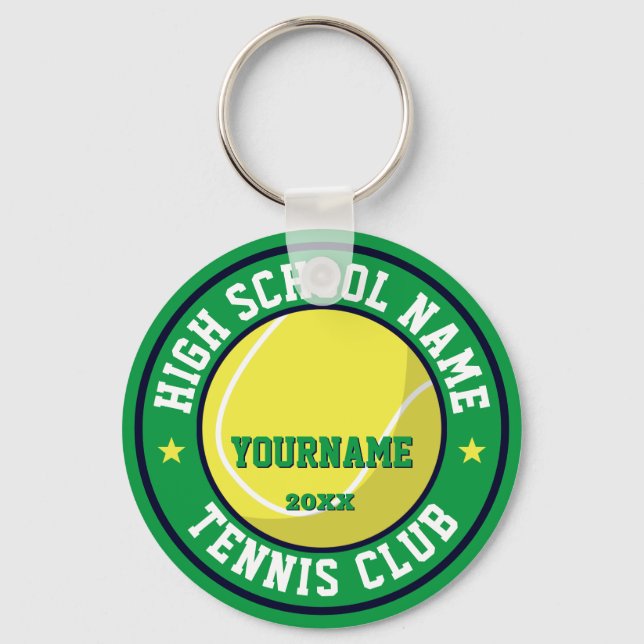 High School Tennis Club Custom Colour Sports Key Ring (Front)