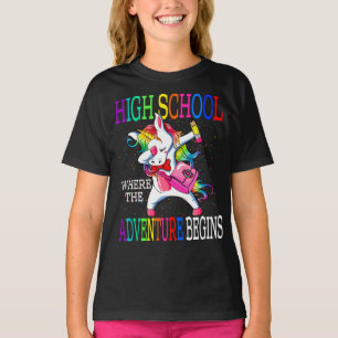 High School Where The Adventure Begins Unicorn T-Shirt