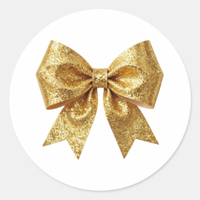  High-Shine Glitter Celebration Bow Classic Round Sticker (Front)