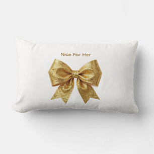 High-Shine Glitter Celebration Bow - Glamour Holid Lumbar Cushion