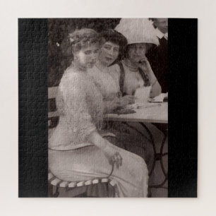 High Society Fashion 1900s Black and White Photo Jigsaw Puzzle