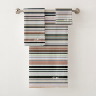 HIGH SOCIETY VINTAGE BEACH STRIPES 003 MONOGRAM BATH TOWEL SET