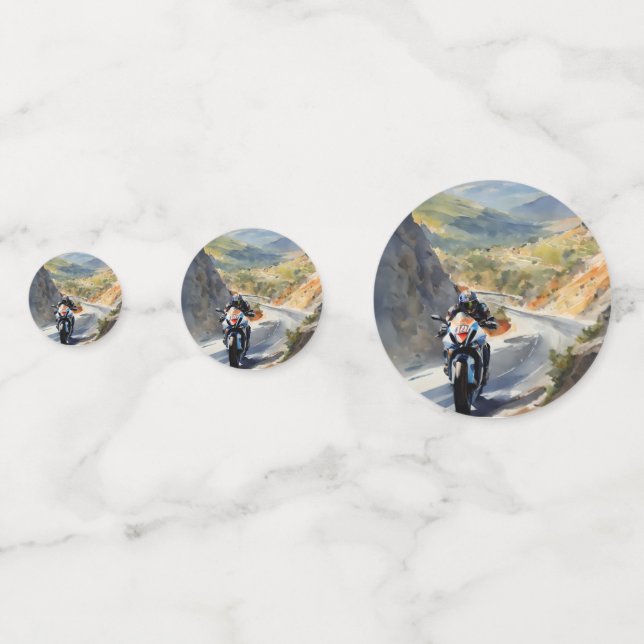 High-Speed Adventure in Vibrant Mountain Landscape Confetti (Backs)