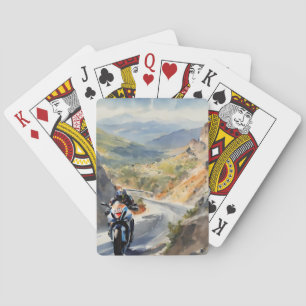 High-Speed Adventure in Vibrant Mountain Landscape Playing Cards