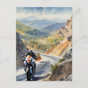 High-Speed Adventure in Vibrant Mountain Landscape Postcard