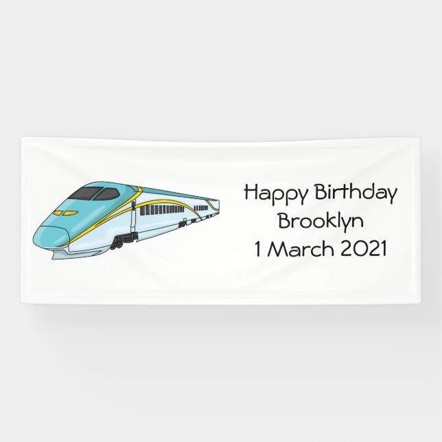 High speed bullet train cartoon illustration banner (Horizontal)