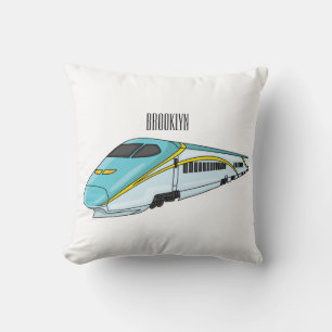 High speed bullet train cartoon illustration cushion
