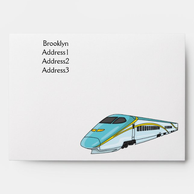 High speed bullet train cartoon illustration envelope (Front)