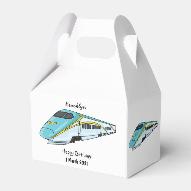 High speed bullet train cartoon illustration  favour box (Front Side)