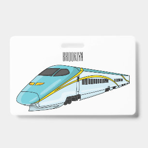 High speed bullet train cartoon illustration ID badge