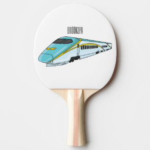 High speed bullet train cartoon illustration ping pong paddle