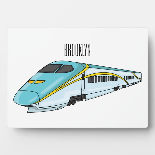 High speed bullet train cartoon illustration plaque (Front)