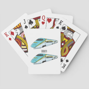 High speed bullet train cartoon illustration playing cards