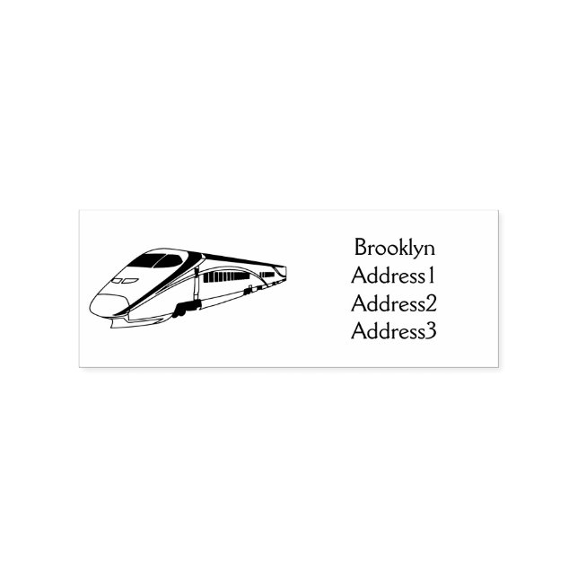 High speed bullet train cartoon illustration rubber stamp (Imprint)