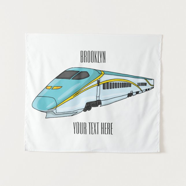 High speed bullet train cartoon illustration tapestry (Front (Horizontal))