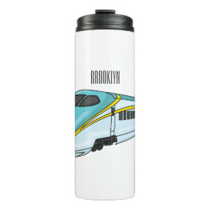 High speed bullet train cartoon illustration thermal tumbler