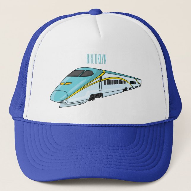 High speed bullet train cartoon illustration  trucker hat (Front)