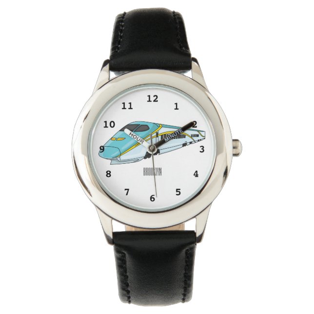 High speed bullet train cartoon illustration watch (Front)