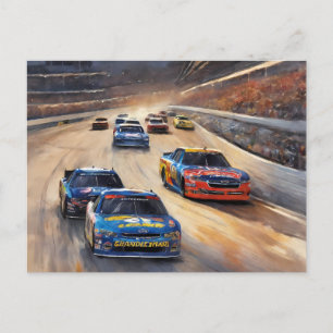 High-Speed Colorful Twilight Racing Scene Holiday Postcard