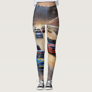 High-Speed Colorful Twilight Racing Scene Leggings