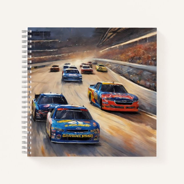 High-Speed Colorful Twilight Racing Scene Notebook (Front)