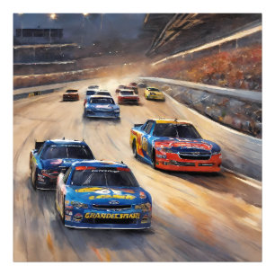 High-Speed Colorful Twilight Racing Scene Photo Print