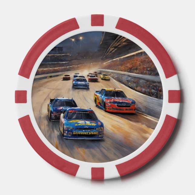 High-Speed Colorful Twilight Racing Scene Poker Chips (Front)