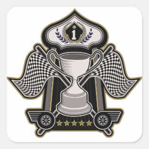 High Speed Racing Car Champion Motorsport Square Sticker