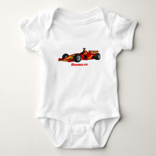 High speed racing cars cartoon illustration baby bodysuit
