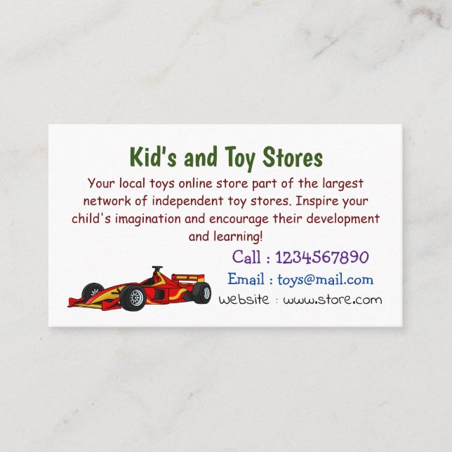 High speed racing cars cartoon illustration business card (Front)