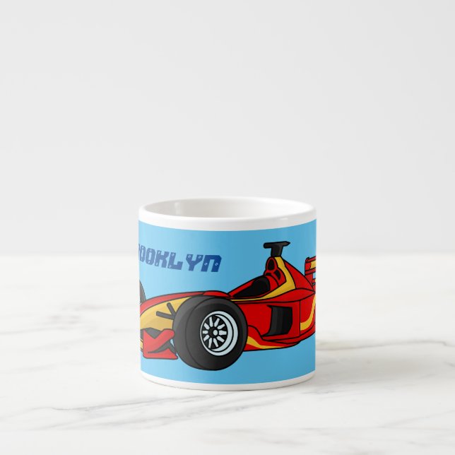 High speed racing cars cartoon illustration  espresso cup (Front)