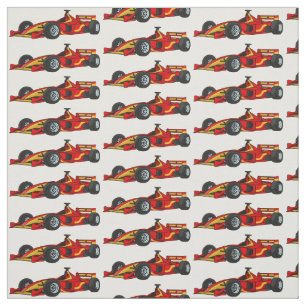 High speed racing cars cartoon illustration fabric