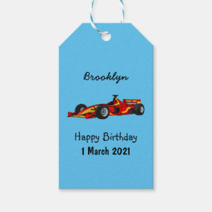 High speed racing cars cartoon illustration gift tags